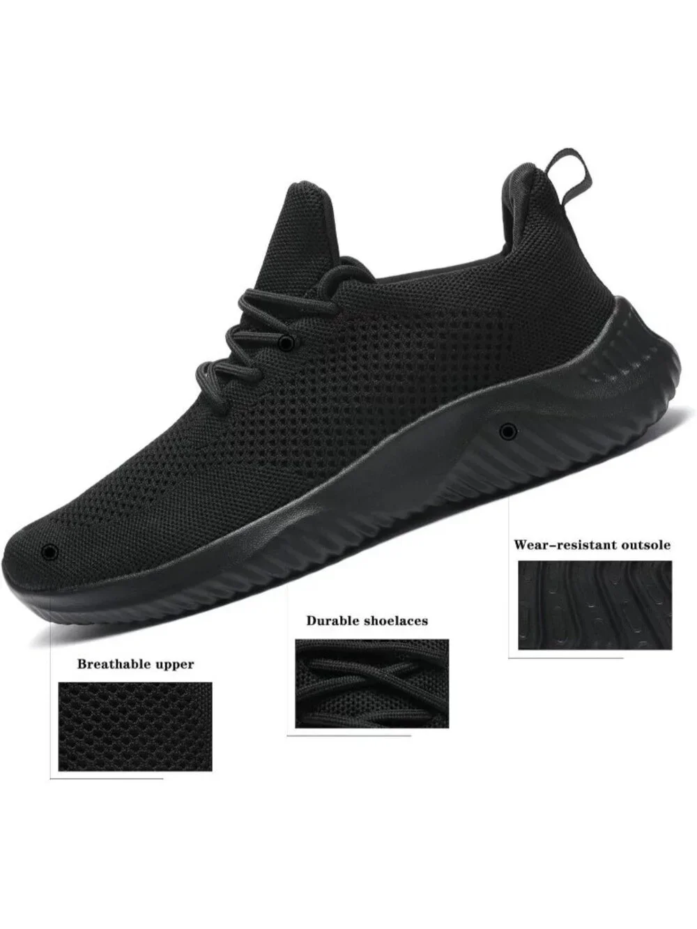 Men's Black Mesh Ultra Light Breathable Casual Fashion Slip on Walking Sneaker